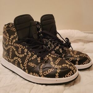 Black and Gold Men's High-Top Sneakers